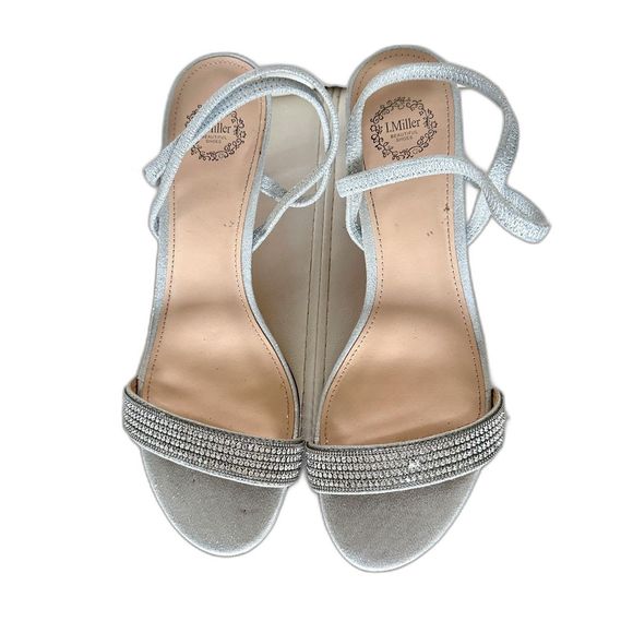 I. Miller Ankle Straps Heeled Sandals Size 8 M Silver Metallic - Picture 1 of 7